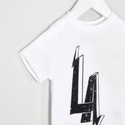 Mini boys white LA print T-shirt